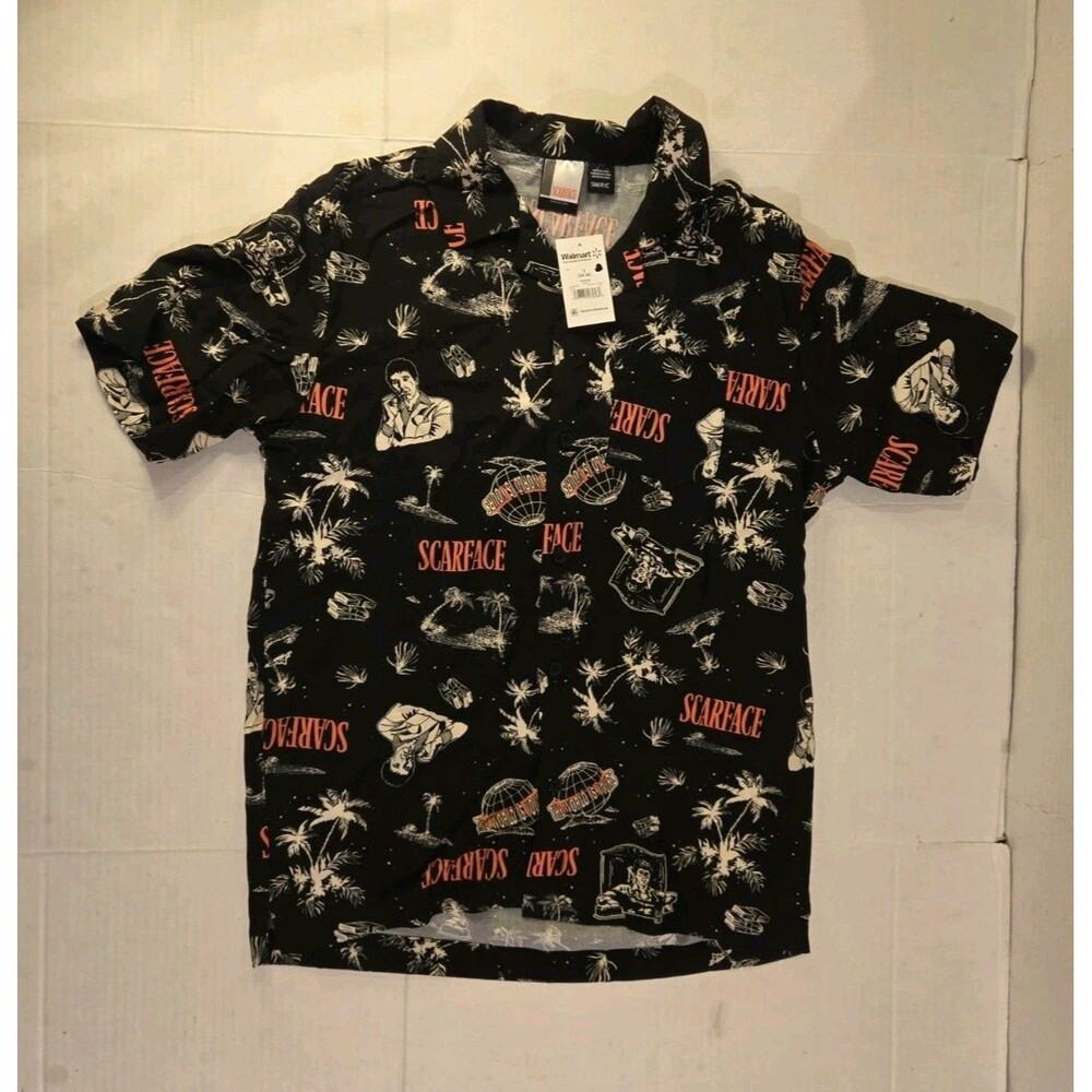 Scarface Button Down Shirt Tony Montana Al Pacino All Over Mens SZ Small